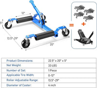 Carrello idraulico Garvee Wheel Dolly in acciaio inossidabile, capacità di sollevamento di 1500 libbre, per riparazione auto, 13,5-29" regolabile con ruote da 4" per larghezze pneumatici da 0-12"