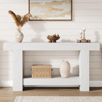 Tavolo consolle Garvee da 63" per corridoio con 2 ripiani, legno robusto, stile rustico, rettangolare, versatile per soggiorno e ingresso