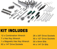 Set di utensili Garvee da 216 pezzi con attacco da 1/4", 3/8" e 1/2", cricchetto a cambio rapido a 72 denti, custodia robusta per riparazioni auto e domestiche