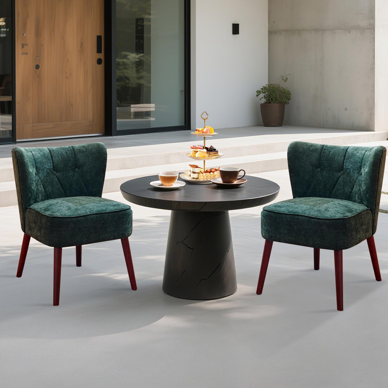 Poltrona Garvee Accent Chair senza braccioli con gambe in legno, imbottita in tessuto trapuntato, ergonomica, robusta, versatile, per soggiorno, camera da letto, multicolore