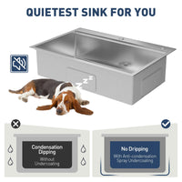 Lavello da incasso Garvee in acciaio inox con 1 vasca (84 x 56 x 23 cm) e accessori: lavello robusto e facile da pulire per la tua cucina