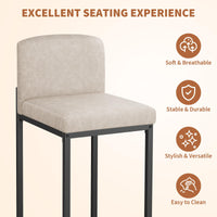 Set di 2 sgabelli da bar Garvee moderni con schienale e poggiapiedi, altezza regolabile, beige, isola cucina e sala da pranzo