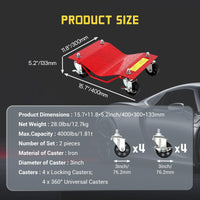 Garvee Car Dolly Set 2x 4000 LBS Capacità Ruote in acciaio per impieghi gravosi da 3" con protezioni per pneumatici per auto SUV Officina