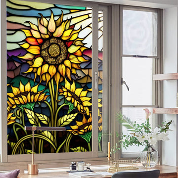 Pellicola per finestre Garvee con motivo a girasole, statica, protezione UV, 60x100 cm, autoadesiva, per casa e ufficio