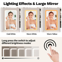 Tavolo da toeletta Garvee con illuminazione a LED e specchio, sgabello imbottito, 2 cassetti, 3 scomparti, stazione di ricarica, illuminazione dimmerabile, bianco/nero/rosa