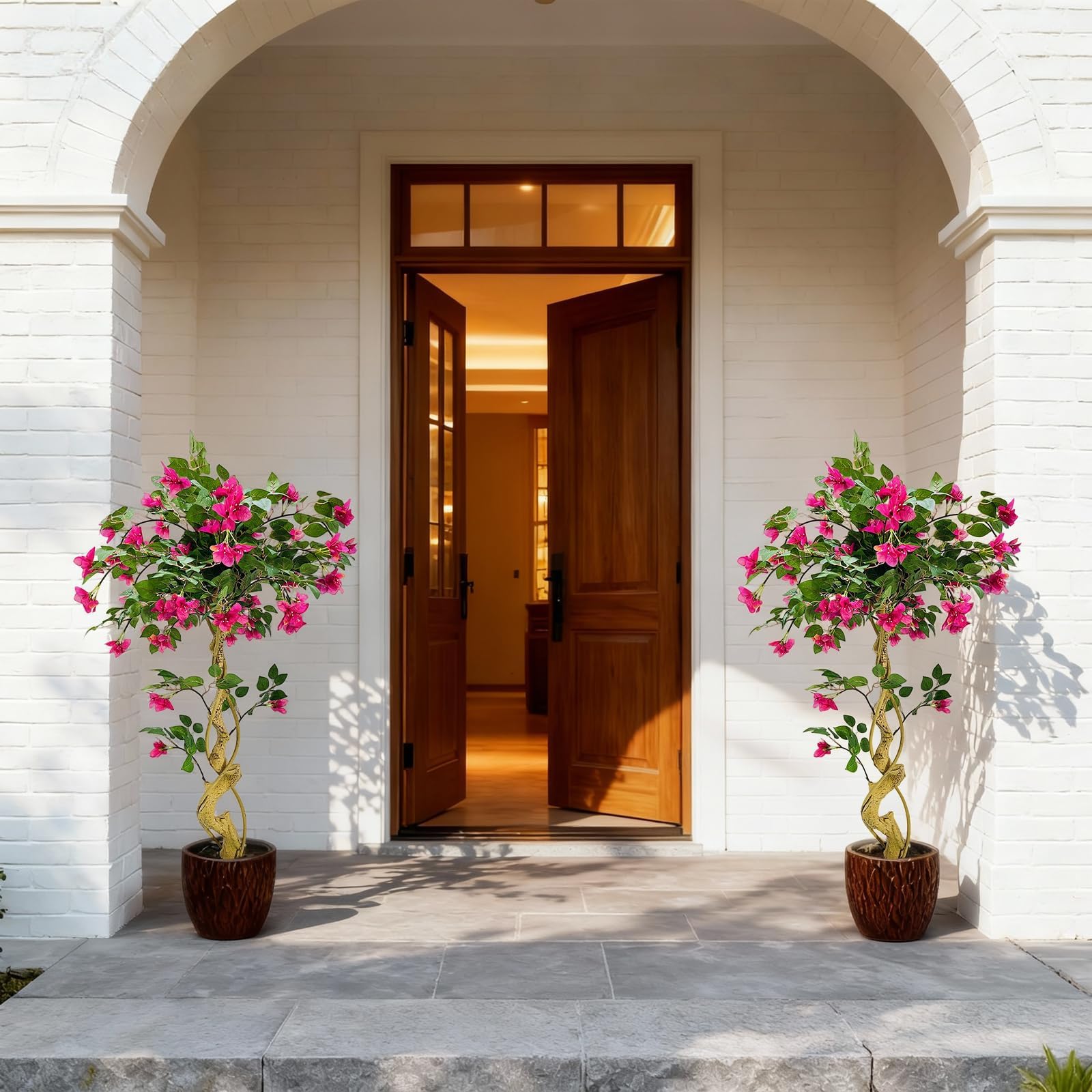 Albero di bouganville artificiale Garvee da 4 piedi con fiori rosa per uso interno ed esterno, leggero, versatile, seta