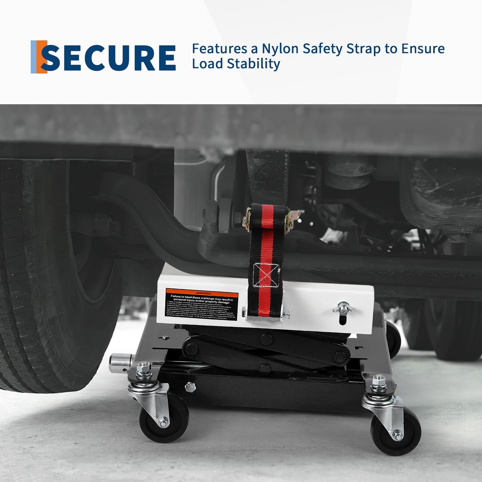 Cric per trasmissione Garvee per impieghi gravosi, capacità di carico di 450 libbre, altezza regolabile, acciaio, blocco di sicurezza, base larga, per officina e garage, nero