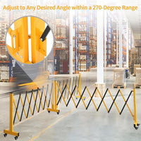 Barriera di sicurezza in metallo Garvee, estensibile, pieghevole, da 9 piedi, con ruote, in acciaio verniciato a polvere, per cantieri edili e magazzini, mobile, nera