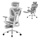 Garvee Sedia da Ufficio Ergonomica con Supporto Lombare Regolabile, Schienale Alto, Braccioli 3D, Rete Traspirante, Poggiapiedi, Grigia per Casa e Gaming