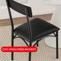Set di 2 sedie da pranzo Garvee, in similpelle, ergonomiche, robuste, in MDF e acciaio, per cucina e appartamento, 47 cm di lunghezza x 43 cm di larghezza x 85 cm di altezza, nere