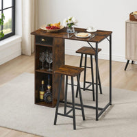 Set tavolo e sedie da bar Garvee con triplo spazio di archiviazione, set da bistrot per 2 persone, robusta struttura in ferro, piano in MDF, cuscini ergonomici, compatto per cucina e bistrot