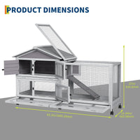 Conigliera Garvee con tetto in asfalto, ruote e cassetto per uso interno ed esterno, resistente alle intemperie, metallo-legno, mobile