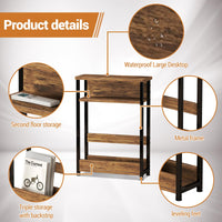 Tavolino laterale stretto Garvee, 3 ripiani con portariviste, in legno MDF, robusto e salvaspazio, marrone, per soggiorno e camera da letto, 18,11x7,87x25,2 pollici