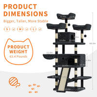 Albero per gatti Garvee Large Multi-Level da 68,5 pollici per gatti di grandi dimensioni da 20 libbre in su con tiragraffi in sisal, amache, cestino, grigio scuro, per interni