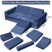 Divano modulare per bambini Garvee Nugget da 12 pezzi, versatile, blu navy, per sala giochi, 47,3x23,6x12 pollici