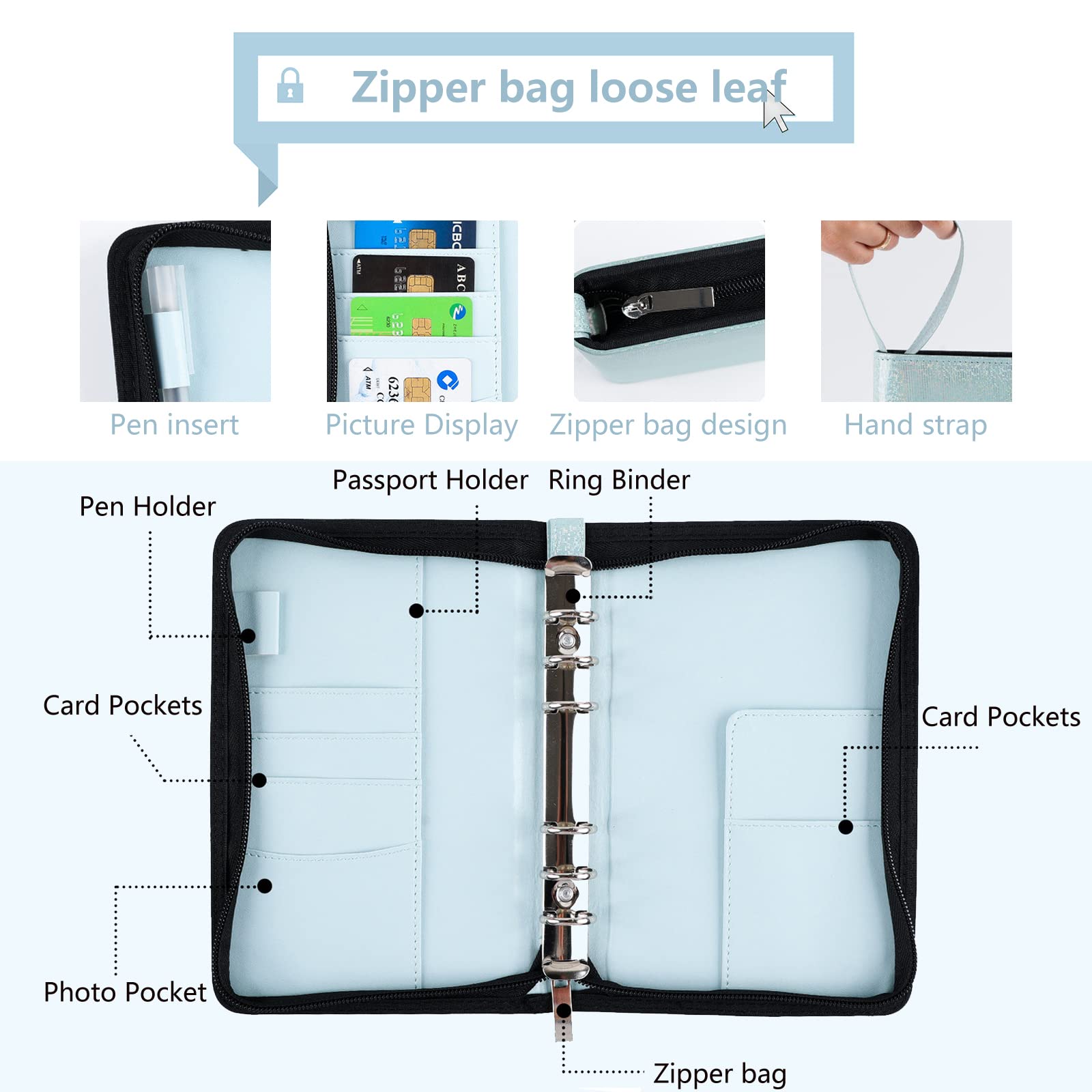 GARVEE BudgetLinen Budget Planner A6 Raccoglitore ad anelli con cerniera e tasca porta soldi per risparmiare e gestire il budget