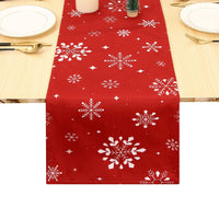 Runner da tavola natalizio Garvee con fiocchi di neve bifacciali, impermeabile, poliestere, 33x137 cm, rosso, per cucina e feste