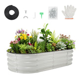 Garvee Letto Da Giardino Ovale In Acciaio Zincato 183x91x30 Cm Resistente Con Bordo In Gomma Per Patio E Cortile - White