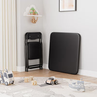 Set tavolo e sedie pieghevoli Garvee per bambini con morbida imbottitura in PU, struttura in acciaio robusto, design ergonomico, portatile, per mangiare e giocare