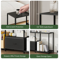 Mobile TV Garvee da 55 pollici con illuminazione a LED, ripiano aperto, cassetto in tessuto, centro di intrattenimento nero per soggiorno e camera da letto