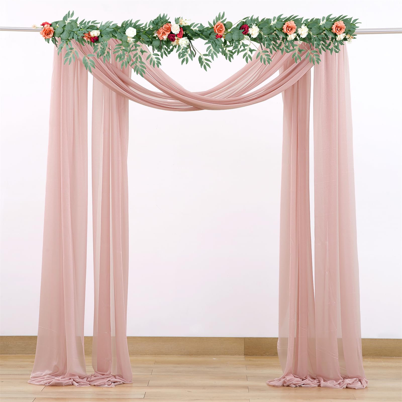 GARVEE 2x18FT Tessuto drappeggiante per arco nuziale trasparente per fotografia all'aperto, 70x550cm, bianco