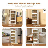 Contenitori impilabili in plastica Garvee, set da 4, 72 QT, con ante e ruote, per camera da letto e garage, trasparenti, robusti, versatili