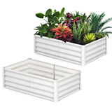 Garvee Letto Da Giardino Rialzato Zincato 182x91x30 cm, Doppia Protezione Anticorrosione, Struttura In Acciaio, Bordo Di Sicurezza, Facile Montaggio, Ideale Per Orto E Fiori - White