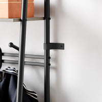 Panca multifunzionale per corridoio Garvee 4 in 1 – Con 5 ganci, scarpiera e struttura in metallo effetto legno per corridoio e soggiorno