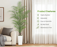 Palma Areca Garvee artificiale da 6 piedi con 44 foglie, impermeabile, vaso di cemento stabile per decorazione interna e stelle, verde