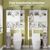 Mobiletto portaoggetti sopra il WC Garvee con ripiani regolabili e anta in vetro per bagno e lavanderia, marrone