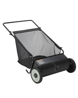 Garvee Spazzatrice da Prato 66 cm 4 Spazzole | Capacità 198 L, Telaio Acciaio, Altezza Regolabile, Ruote Gomma per Erba e Foglie - Nero