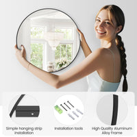Specchio da parete rotondo nero Garvee da 30 pollici con cornice in metallo, moderno, antiruggine e antipolvere, per bagno, soggiorno, camera da letto