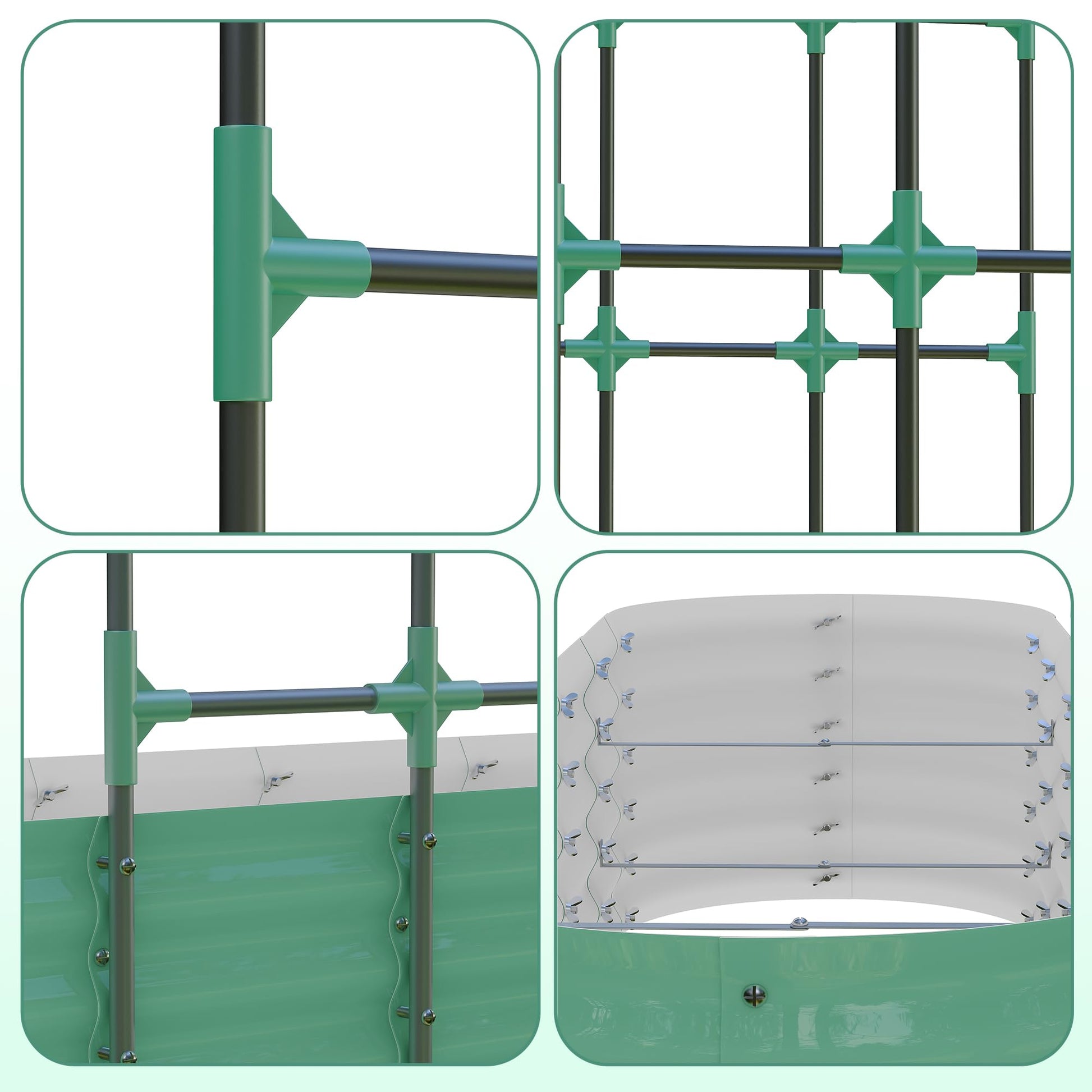 Aiuola rialzata zincata Garvee con traliccio ad arco verticale da 96", regolabile, in acciaio, per giardino e patio, resistente alla ruggine, con clip per piante e rete di drenaggio