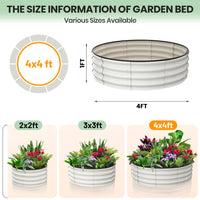 Aiule rialzate Garvee, set da 2, 4x4x1 FT, acciaio zincato, antiruggine, rotonde, bianche, per giardino esterno