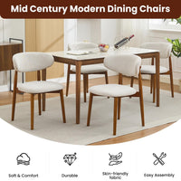 Set di 2 sedie da pranzo in legno Garvee, stile moderno di metà secolo, imbottite, per cucina e sala da pranzo, beige, salvaspazio