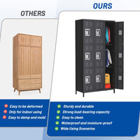 Mobiletto portaoggetti in metallo Garvee con 9 ante e 18 ganci, verniciato a polvere, per ufficio, scuola, palestra, garage