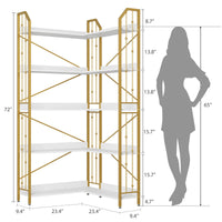 Mensola angolare Garvee da 72" a forma di L, libreria industriale in metallo e MDF, soggiorno, camera da letto, nero