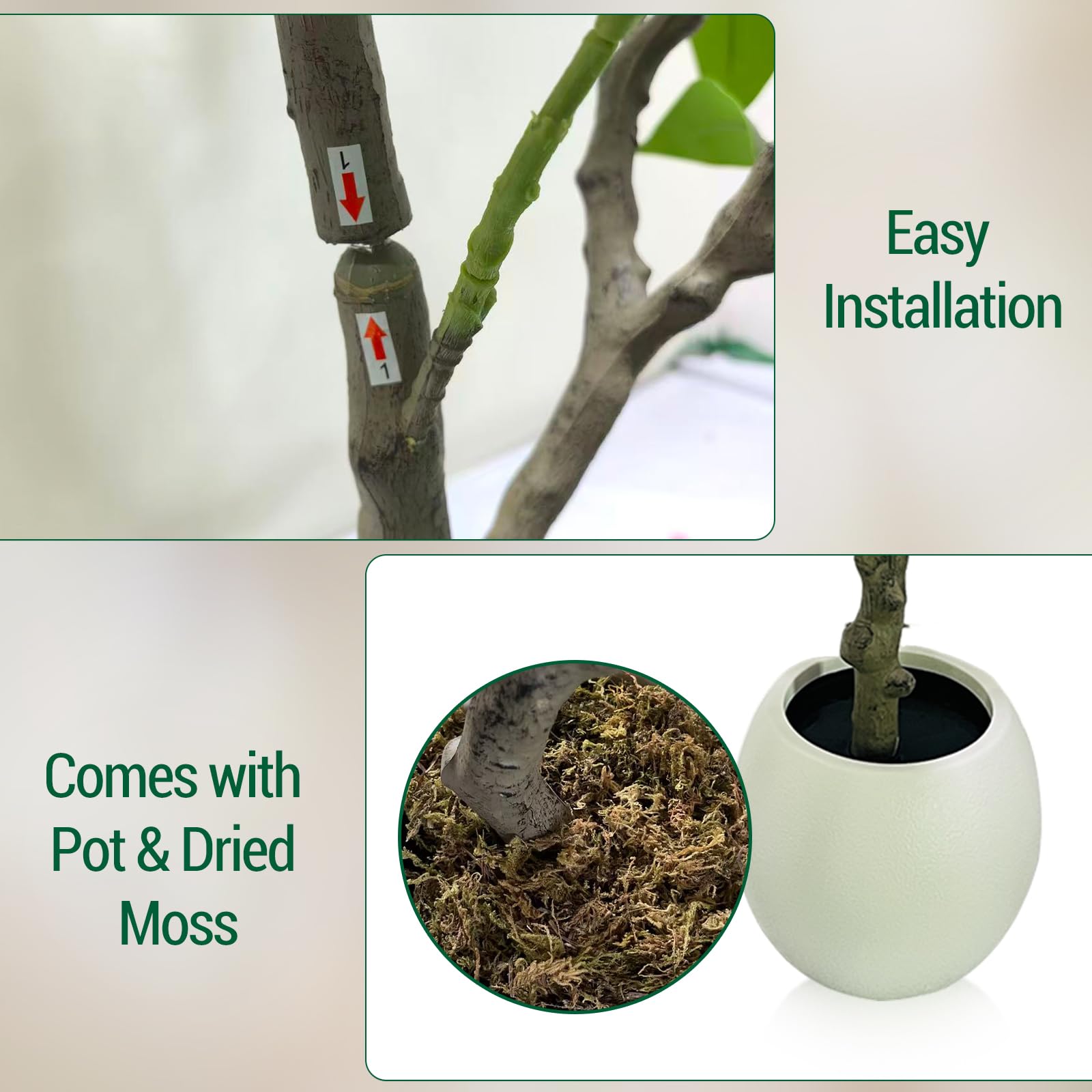 Albero di gelsomino artificiale Garvee grande con vaso bianco per soggiorno, camera da letto, ufficio, giardino, fiori rosa, resistente alle intemperie