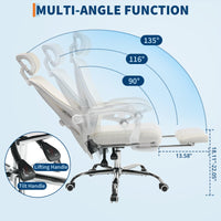 Sedia da ufficio ergonomica Garvee, schienale alto, rete, poggiatesta regolabile, poggiapiedi, beige, ufficio domestico