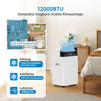 Condizionatore d'aria GARVEE 12000 BTU, efficiente dal punto di vista energetico, silenzioso, compatto e robusto, per soggiorno, ufficio