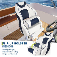Sedile alto per barca Garvee con braccioli, supporto pieghevole per barche da pesca e pontoni, ergonomico, resistente alle intemperie, cerniere in alluminio, antiruggine