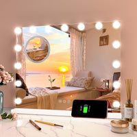 Specchio per il trucco GARVEE Hollywood 58 x 46 cm con 15 luci LED Specchio per il trucco touch bianco