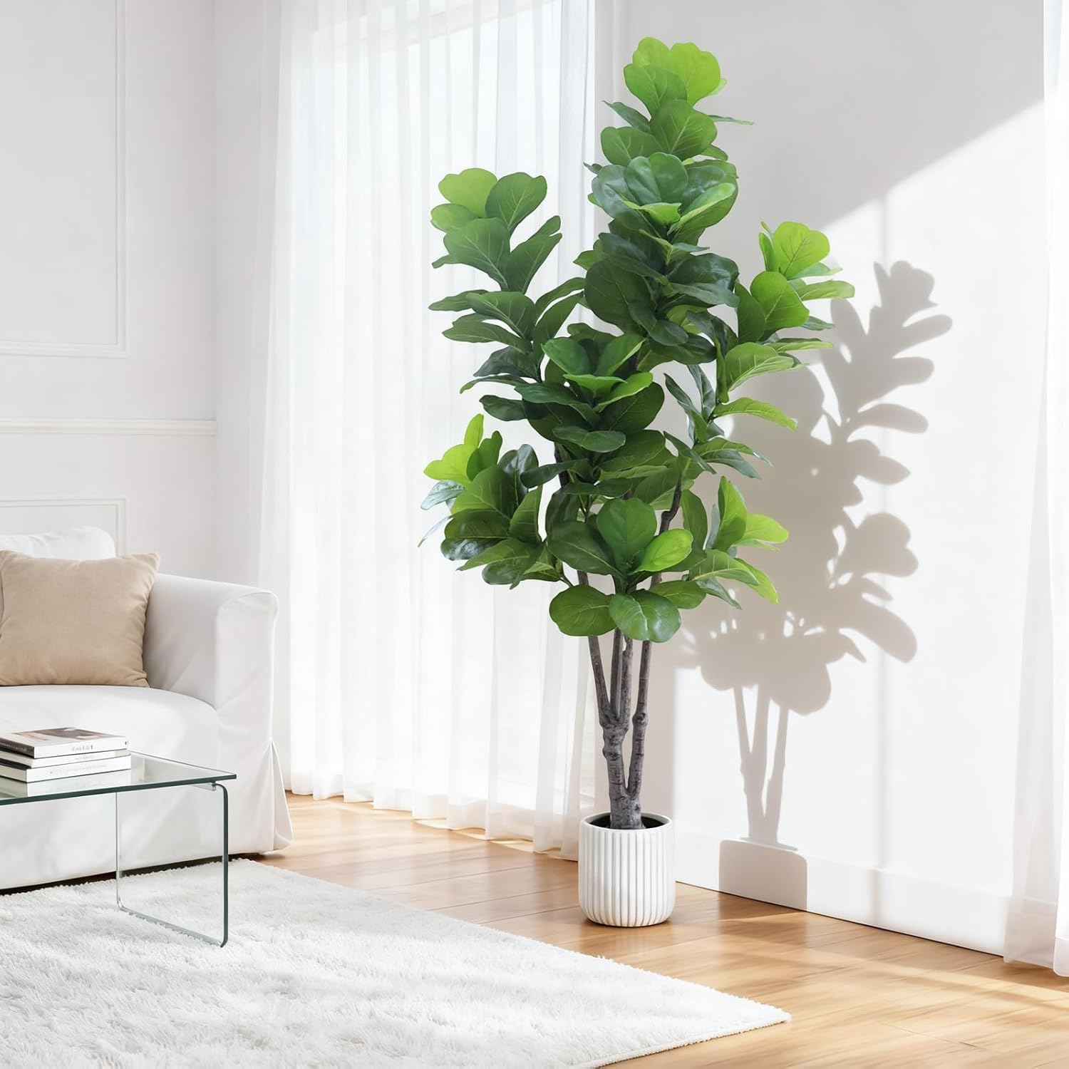 Albero artificiale Garvee da 182.88 cm, realistico, verde, durevole, per interni, senza manutenzione, per casa e ufficio