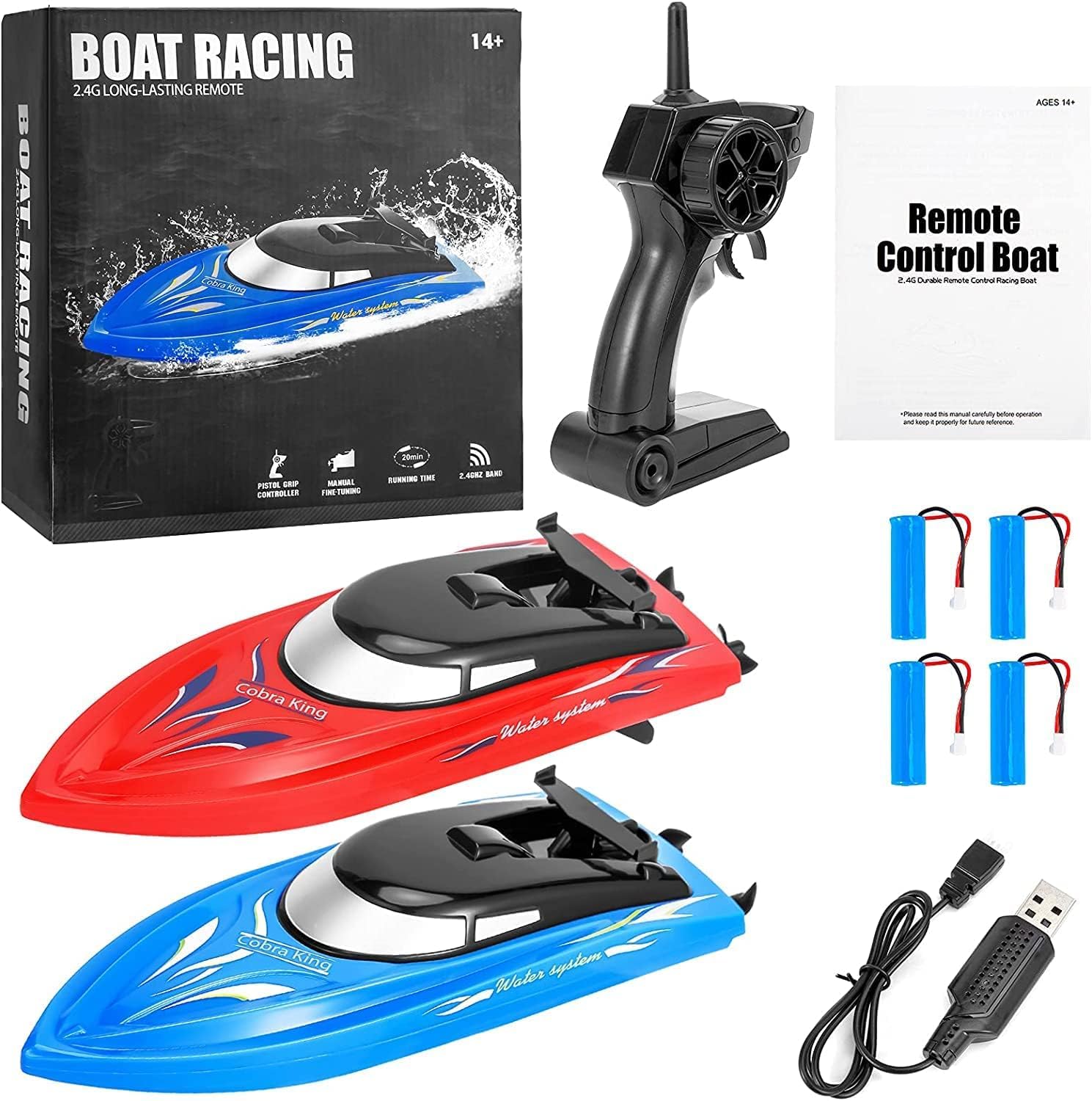 Garvee 2PACK RC Boat Veloce 10 km/h Plastica ABS Per Piscine e Laghi 4 Batterie 2.4G Telecomando