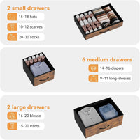 Cassettiera GARVEE con cassetti, con presa di corrente, 10 cassetti, cassettiera multifunzionale per camera da letto e soggiorno - Credenza robusta e durevole, 120*40*70 cm