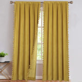 Tende in velluto giallo Garvee 106.7×243.8 cm oscuranti insonorizzate 100% poliestere Boho con nappe per soggiorno e camera da letto