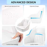 Sedile per barca pontone Garvee, modello Captain Bucket, in vinile marino con spugna spessa, robusto e confortevole, per barche da pesca e da turismo, 19,5" di altezza x 22" di larghezza x 21,5" di profondità.