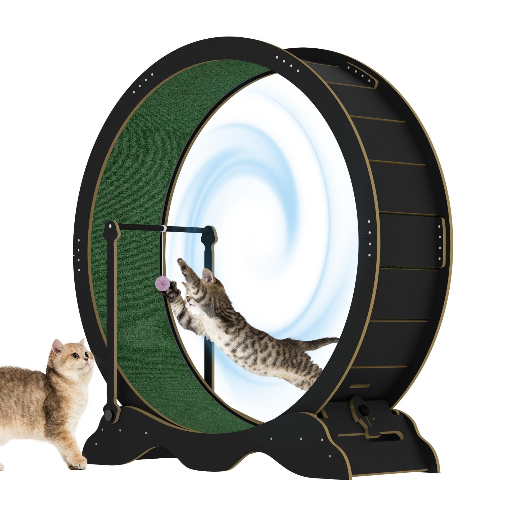 Garvee Cat Treadmill, rullo per esercizi di grandi dimensioni da 45 pollici con ruote in TPE e legno stabile per il fitness degli animali domestici al chiuso, silenzioso, sicuro, nero