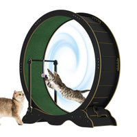 Garvee Cat Treadmill, rullo per esercizi di grandi dimensioni da 45 pollici con ruote in TPE e legno stabile per il fitness degli animali domestici al chiuso, silenzioso, sicuro, nero