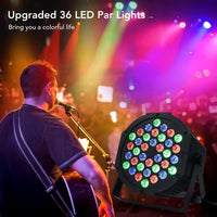 GARVEE LED Light 4-Pack RGB 36 LED DMX512 Supporto in metallo attivato dal suono per palcoscenici da discoteca per feste, protezione IP20, nero compatto